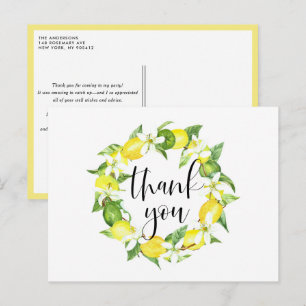 Citroen en citroenbloesem krans Zomer bedankje Briefkaart