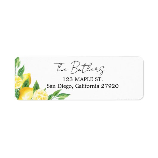 Citroen en groen retouradreslabels etiket (Voorkant)