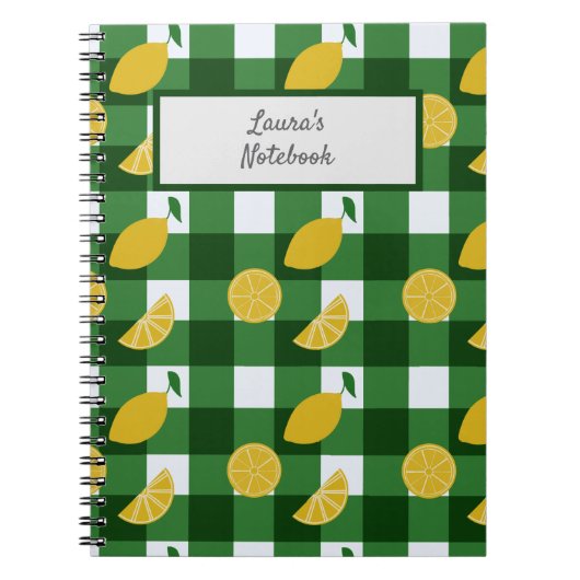 Citroen en groene gingham notitieboek (Voorkant)
