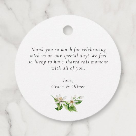 Citroen en groene krans bruiloft dank u bedankjes labels (Achterkant)