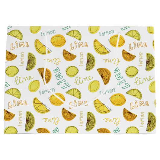 Citroen en Limoen Fruit Pattern Groot Cadeauzakje (Voorkant)
