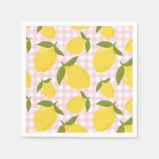 Citroen en Roze Gingham Servet