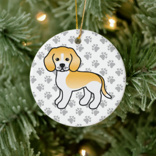 Citroen En Witte Beagle Hond Met Aangepaste Tekst Keramisch Ornament