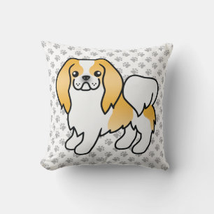 Citroen En Witte Japanse Chin Cartoon Hond & Pootj Kussen