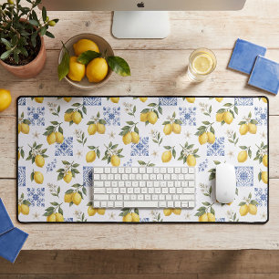 Citroen Frans landelijke tegelpatroon geel blauw Bureaumat