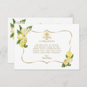 Citroen Fruit Bloemen Gouden Kruis Jongen Heilige Bedankkaart (Voorkant / Achterkant)