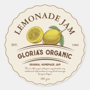 citroen fruit limonade jam voedsellabel ronde sticker