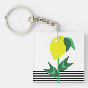 Citroen Fruit Tuin Plant Strepen     Sleutelhanger