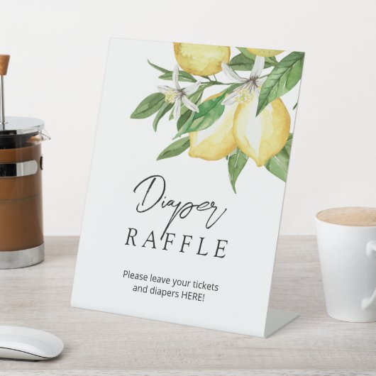 Citroen groen Baby shower luier Raffle teken Reclamebord Met Voetstuk (Insitu)