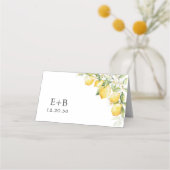 Citroen Groene Citrus Wedding Gevouwen Plaats Kaar (Achterkant)