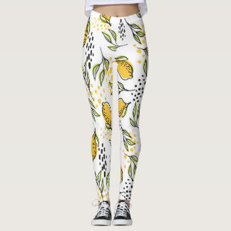 Citroen, groene takken: abstract patroon. leggings