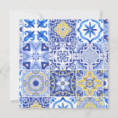 Citroen hoofdklem blauwe tegels Bruidsdouche Bedankkaart (Achterkant)