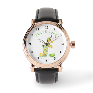 Citroen Horloge Sap Drank Koel Verse Vruchten