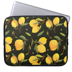 Citroen Illustratie: Handgeschilderd Naadloos Patr Laptop Sleeve