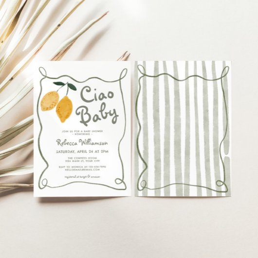 Citroen Italiaans Amalfi Genderneutraal Baby showe Kaart