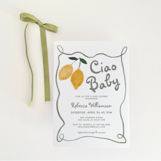 Citroen Italiaans Amalfi Genderneutraal Baby showe Kaart