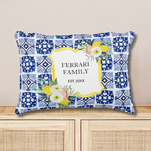 Citroen Italiaans Mediterraan Tegelpatroon Accent Kussen
