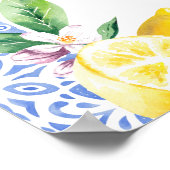 Citroen Italiaanse Blauwe Tegel Positano Bruidsdou Poster (Hoek)