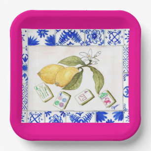 citroen mahjong fuchsia papieren bordje
