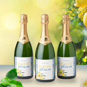 Citroen Mediterraan Baby shower Mousserend Water Sparkling Wijnetiket