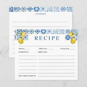 Citroen Mediterraan Blauw Tegel Bruids Recept Kaar