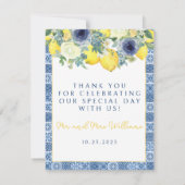 Citroen Mediterraans foto bruiloft dank u kaarten (Achterkant)