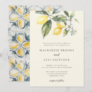 Citroen Mediterrane Tegels Butter Yellow Wedding Kaart