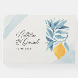 Citroen met blauwe bladeren botanische illustratie gastenboek