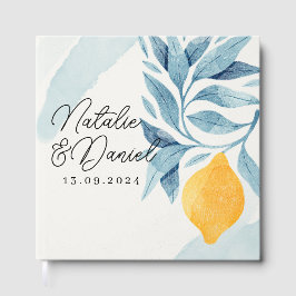 Citroen met blauwe bladeren botanische illustratie gastenboek