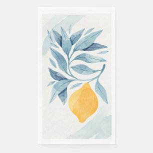 Citroen met blauwe bladeren botanische illustratie servet