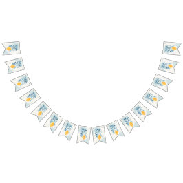 Citroen met blauwe bladeren botanische illustratie vlaggetjes