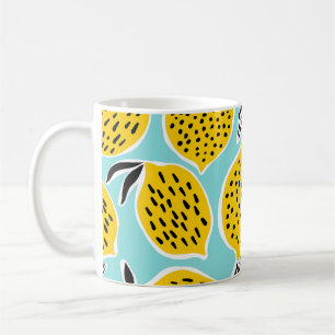 citroen: met de hand getekend naadloos patroon koffiemok