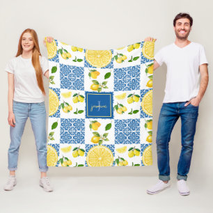 Citroen Monogram Naam Frans Land Tegel Patroon Fleece Deken