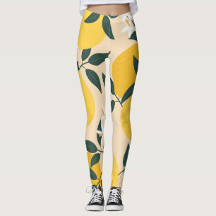  citroen: naadloze fruittextuur. leggings