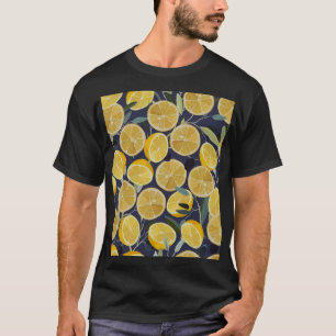 Citroen, olijftak, naadloze vintage. t-shirt