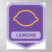 Citroen omtrek Paarse en gele vruchten Poster (Voorkant)