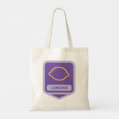 Citroen omtrek Paarse en gele vruchten Tote Bag (Achterkant)
