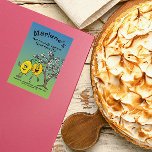 Citroen Pals Grappige Cartoon Pie, Curd en meer Voedselcontainer Etiket