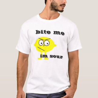 citroen, praten eten, bijten me, zijn zure t-shirt