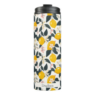  citroen & roze bloesempatroon thermosbeker