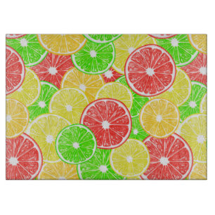 Citroen, sinaasappel, grapefruit en het patroon snijplank