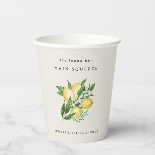 Citroen Themade Huwelijksfeest Hoofdsqueeze Papieren Bekers (Voorkant)