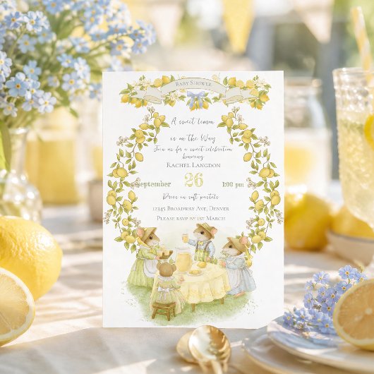 Citroen Tuin met Muizen Baby Shower Kaart
