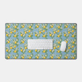 Citroen Watercolor Blau Mediterraan Tegelmotief Bureaumat (Keyboard & Muis)