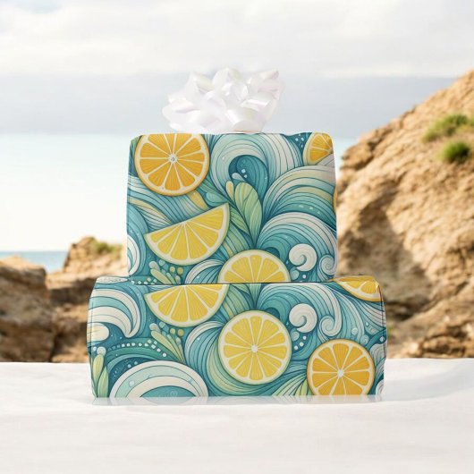 Citroen Waterverf Citrus Summer Spring Botanical Cadeaupapier