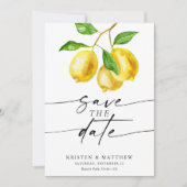 Citroen Waterverf Modern Bruiloft Save The Date (Voorkant)