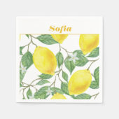 Citroen waterverf patroon aangepaste geel wit servet (Voorkant)