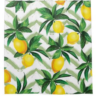 Citroen zigzag:  handgetekend patroon. douchegordijn