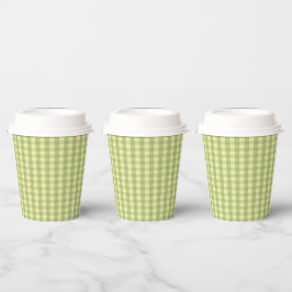 Citroen Zomer Gingham Patroon Papieren beker