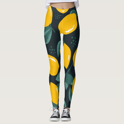 Citroenbloemen, zomertextuur. leggings (Voorkant)